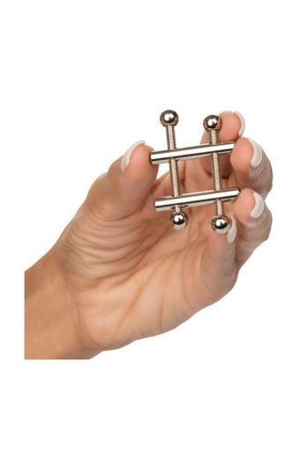Cal Exotics - Nipple Grips - Crossbar Nipple Vises - Silver - Stag Shop