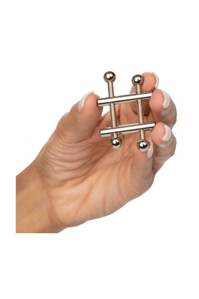 Cal Exotics - Nipple Grips - Crossbar Nipple Vises - Silver - Stag Shop