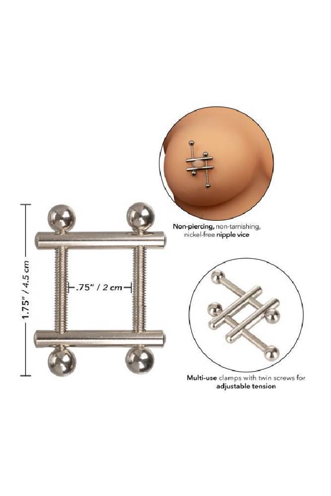 Cal Exotics - Nipple Grips - Crossbar Nipple Vises - Silver - Stag Shop