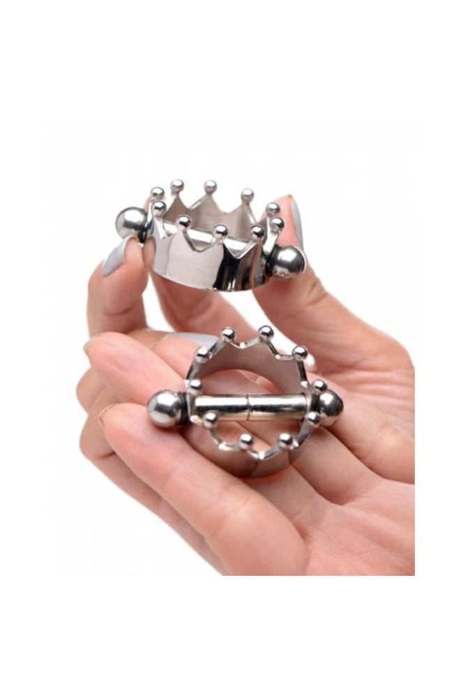 XR Brands - Master Series - Crowned Magnetic Nipple Clamps - Silver - Stag Shop