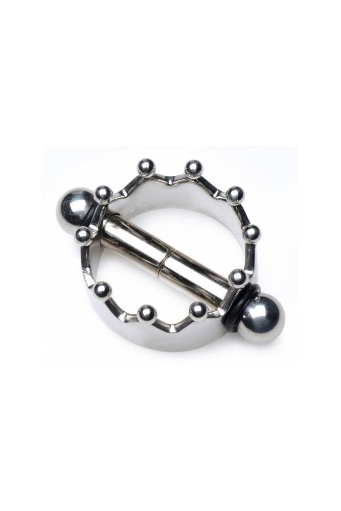 XR Brands - Master Series - Crowned Magnetic Nipple Clamps - Silver - Stag Shop