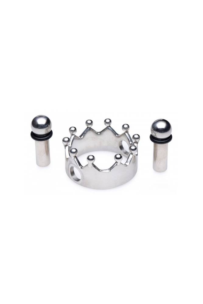 XR Brands - Master Series - Crowned Magnetic Nipple Clamps - Silver - Stag Shop