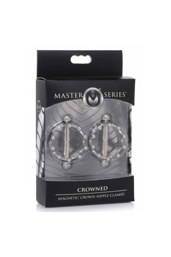 XR Brands - Master Series - Crowned Magnetic Nipple Clamps - Silver - Stag Shop