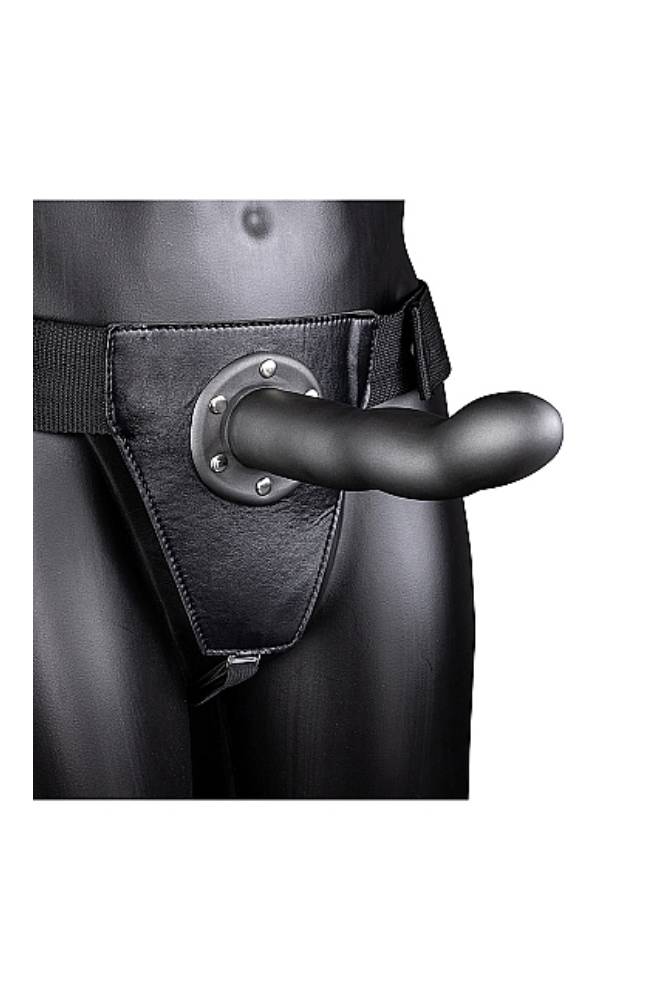 Ouch by Shots Toys - 8" Curved Hollow Strap-on - Black - Stag Shop