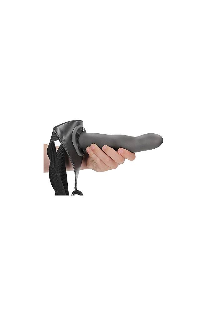 Ouch by Shots Toys - 8" Curved Hollow Strap-on - Black - Stag Shop