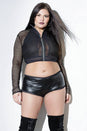 Coquette - D9378X - Fishnet Crop Top - Black - OSXL - Stag Shop
