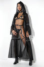 Coquette - D9379 - Fishnet Hooded Robe - Black - OS - Stag Shop