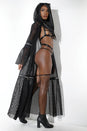 Coquette - D9379 - Fishnet Hooded Robe - Black - OS - Stag Shop