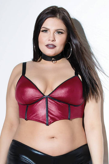 Coquette - D9384X - Corset Bra Top - Black/Merlot - Stag Shop