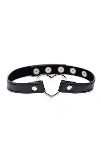 XR Brands - Master Series - Dark Heart Chrome Heart Choker - Black - Stag Shop