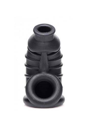 XR Brands - Master Series - Dark Chamber Silicone Chastity Cage - Black - Stag Shop