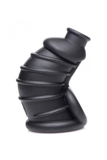 XR Brands - Master Series - Dark Chamber Silicone Chastity Cage - Black - Stag Shop