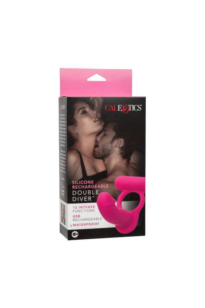 Cal Exotics - Couple Enhancer - Silicone Rechargeable Double Diver - Pink - Stag Shop
