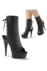 Thumbnail for Pleaser USA - Delight 6 Inch Pleather Open Toe Stiletto Bootie - Black - Stag Shop