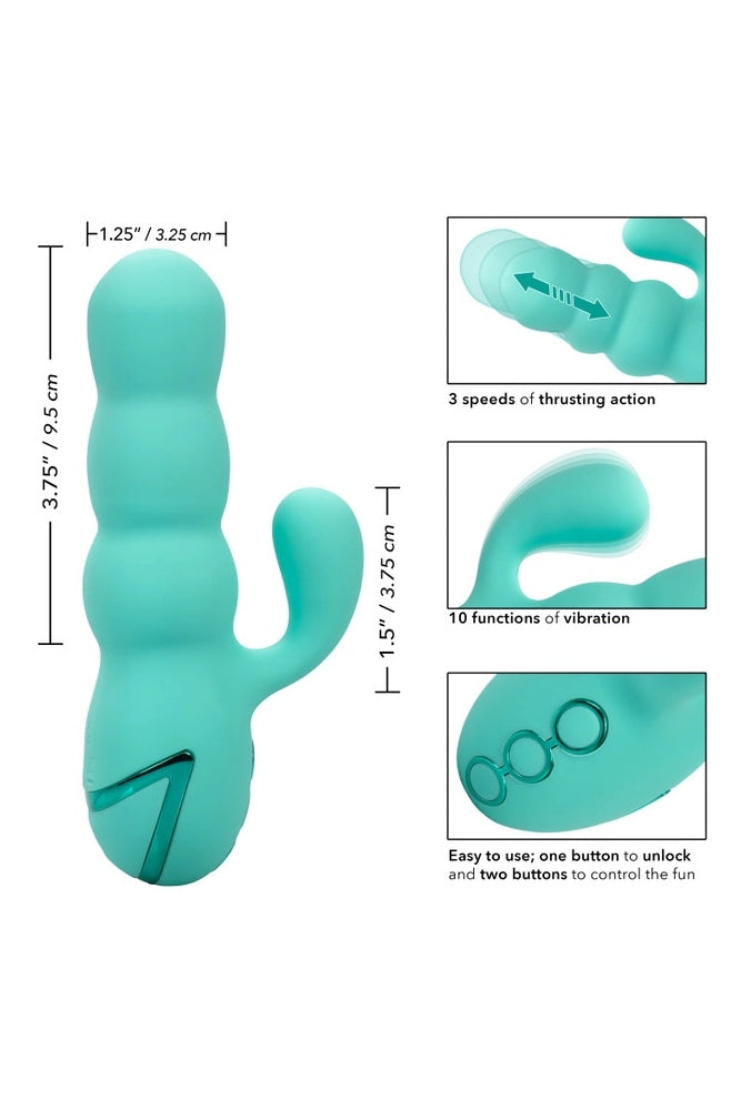 Cal Exotics - California Dreaming - Del Mar Diva Thrusting Rabbit Vibrator - Turquoise - Stag Shop