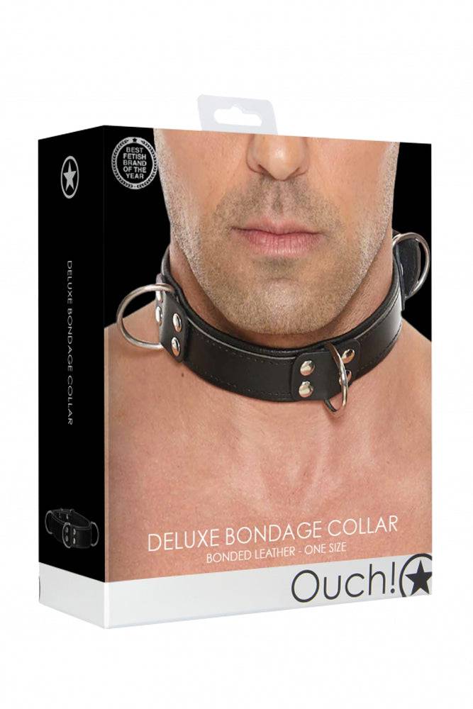 Ouch by Shots Toys - Deluxe Bondage Collar - Black - Stag Shop