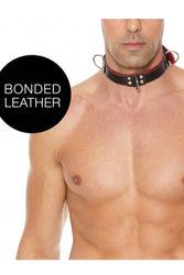 Ouch by Shots Toys - Deluxe Bondage Collar - Red - Stag Shop