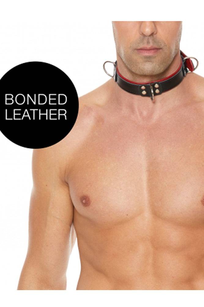Ouch by Shots Toys - Deluxe Bondage Collar - Red - Stag Shop