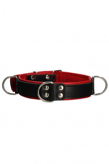 Ouch by Shots Toys - Deluxe Bondage Collar - Red - Stag Shop