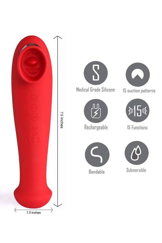 Maia Toys - Destiny Suction Tongue Wand - Red - Stag Shop