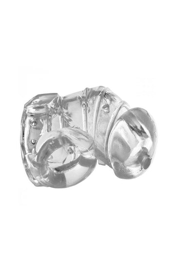 XR Brands - Master Series - Detained 2.0 Restrictive Chastity Cage With Nubs - Clear - Stag Shop