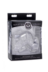 XR Brands - Master Series - Detained 2.0 Restrictive Chastity Cage With Nubs - Clear - Stag Shop