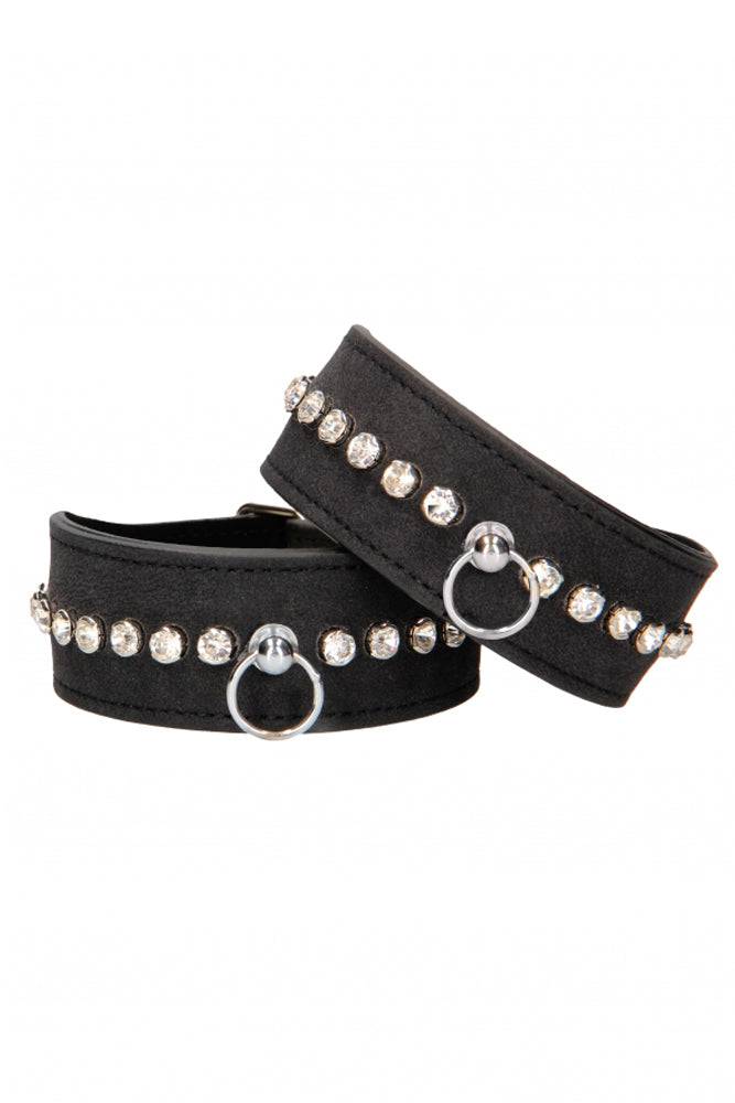 Ouch by Shotss Toys - Diamond Studded Ankle Cuffs - Black - Stag Shop