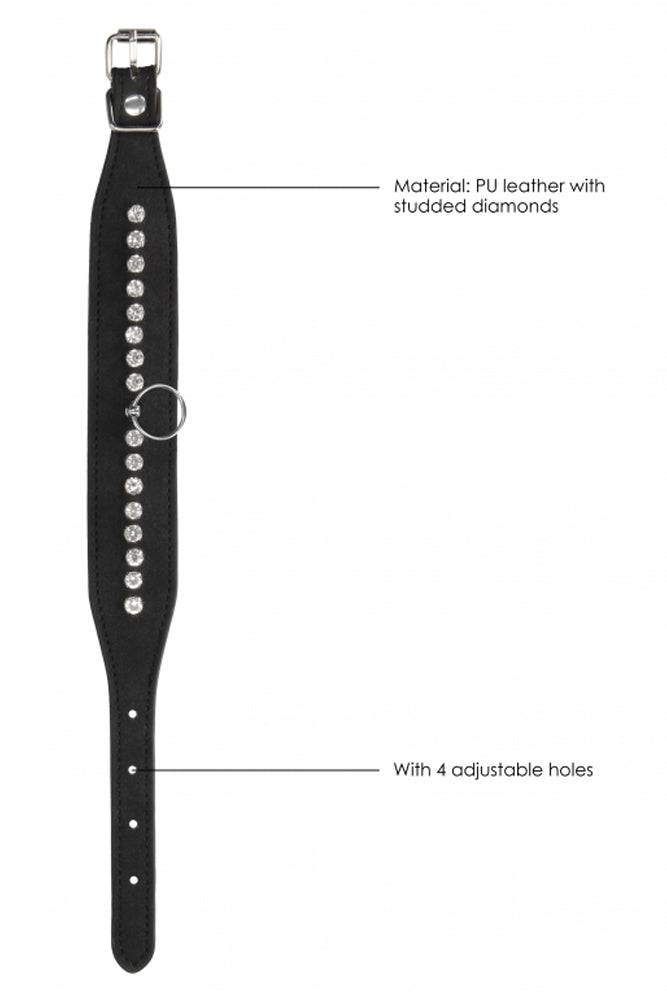 Ouch by Shotss Toys - Diamond Studded Ankle Cuffs - Black - Stag Shop