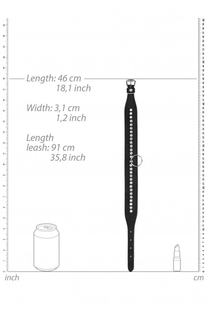 Ouch by Shots Toys - Diamond Studded Collar & Leash - Black - Stag Shop