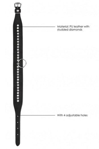 Ouch by Shots Toys - Diamond Studded Collar & Leash - Black - Stag Shop