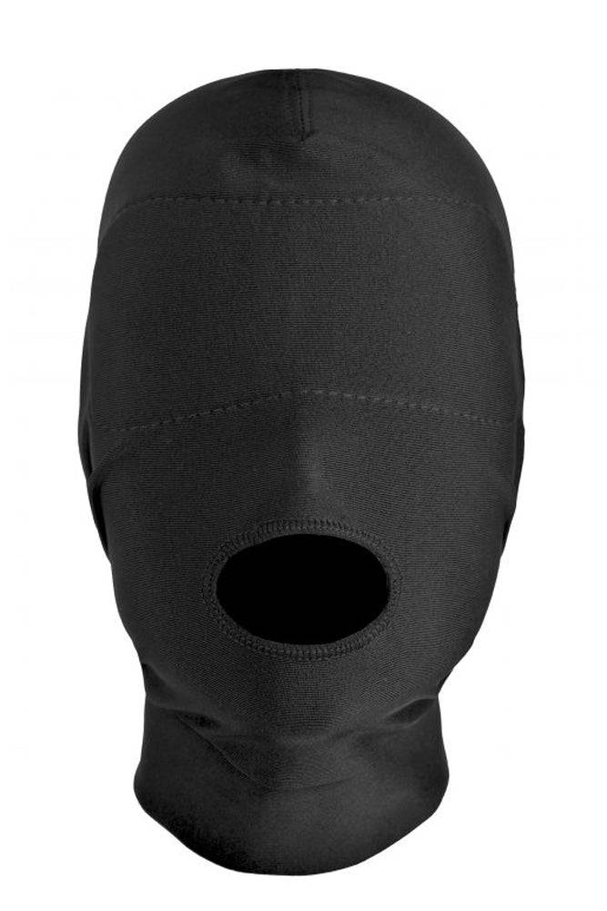 XR Brands - Master Series - Disguise - Open Mouth Hood with Padded Blindfold - Stag Shop