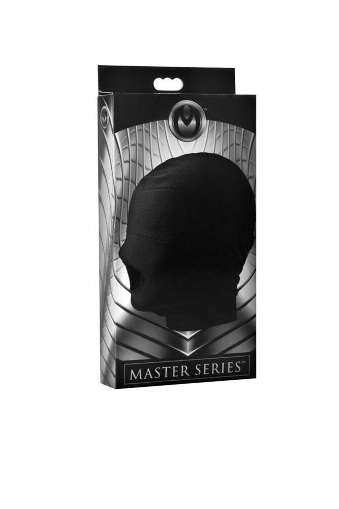 XR Brands - Master Series - Disguise - Open Mouth Hood with Padded Blindfold - Stag Shop