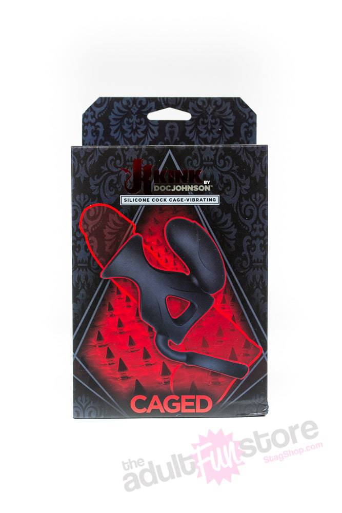 Kink By Doc Johnson - Caged Vibrating Silicone Cock Cage - Black - Stag Shop