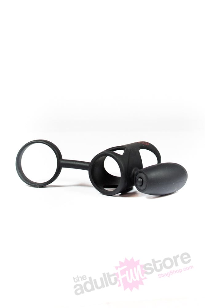 Kink By Doc Johnson - Caged Vibrating Silicone Cock Cage - Black - Stag Shop