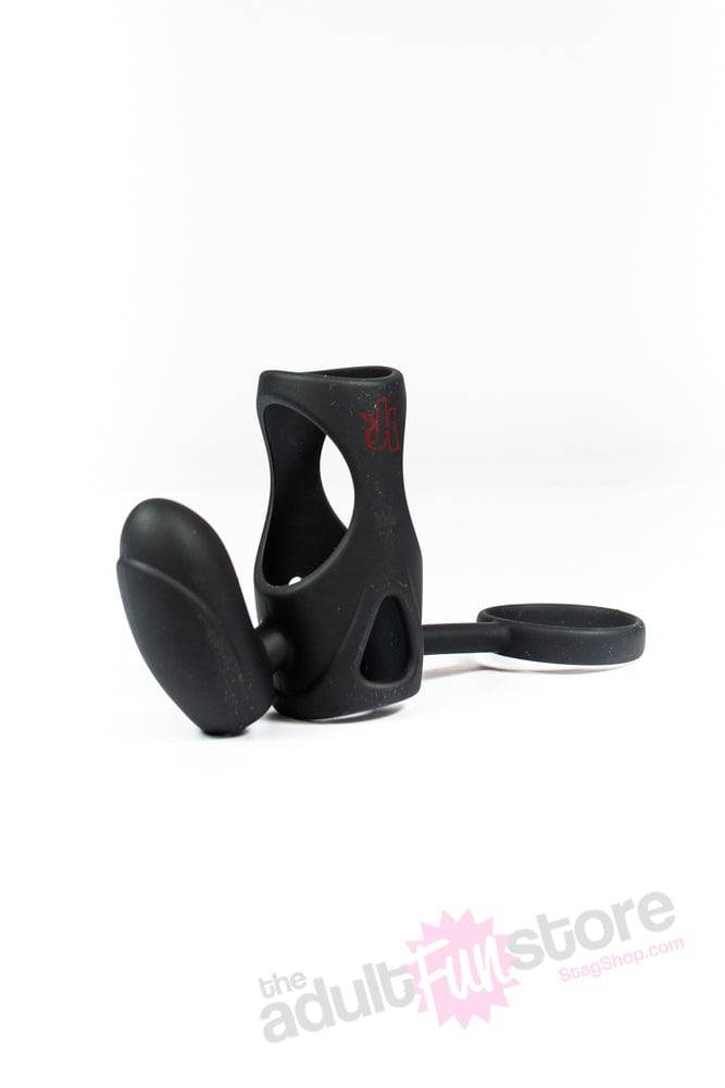 Kink By Doc Johnson - Caged Vibrating Silicone Cock Cage - Black - Stag Shop