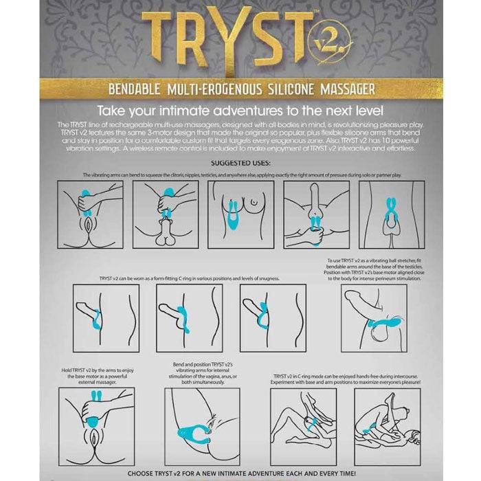 Doc Johnson - TRYST v2 Bendable Multi-Erogenous Zone Massager & Remote - Purple - Stag Shop