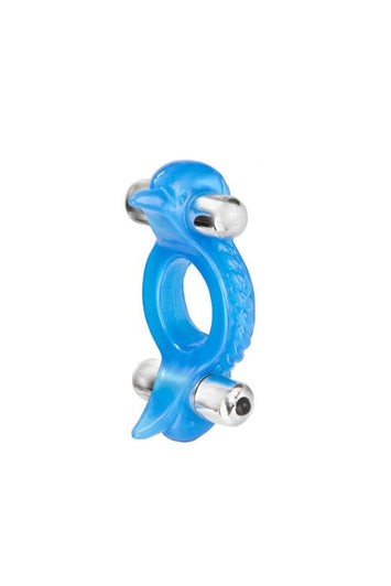 Cal Exotics - Couples Enhancer - Double Dolphin Cock Ring - Blue - Stag Shop