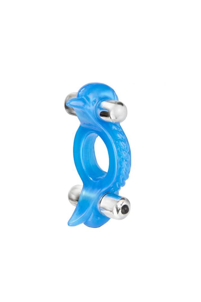 Cal Exotics - Couples Enhancer - Double Dolphin Cock Ring - Blue - Stag Shop