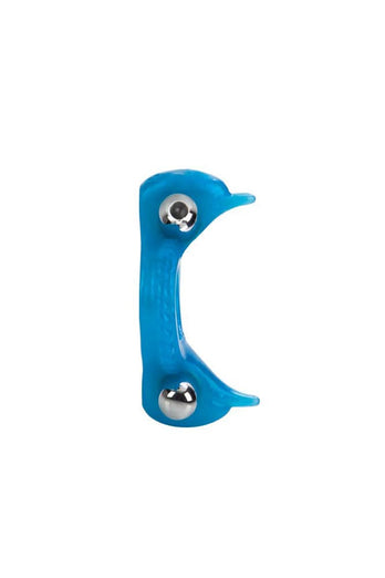 Cal Exotics - Couples Enhancer - Double Dolphin Cock Ring - Blue - Stag Shop