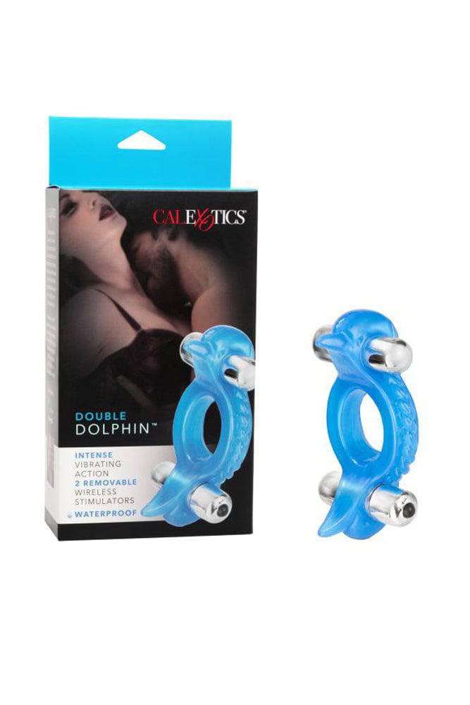 Cal Exotics - Couples Enhancer - Double Dolphin Cock Ring - Blue - Stag Shop