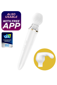 Thumbnail for Satisfyer - Double Wand-er - Massage Wand & Attachments - White/Gold - Stag Shop