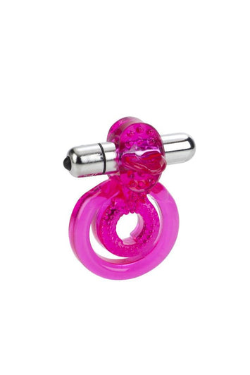 Cal Exotics - Dual Clit Flicker Cock Ring - Pink - Stag Shop