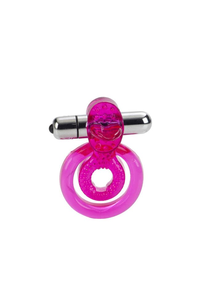Cal Exotics - Dual Clit Flicker Cock Ring - Pink - Stag Shop