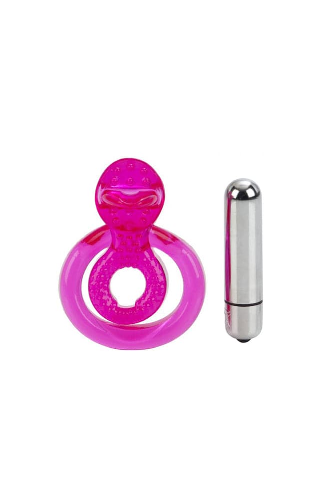 Cal Exotics - Dual Clit Flicker Cock Ring - Pink - Stag Shop
