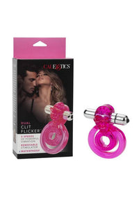Thumbnail for Cal Exotics - Dual Clit Flicker Cock Ring - Pink - Stag Shop