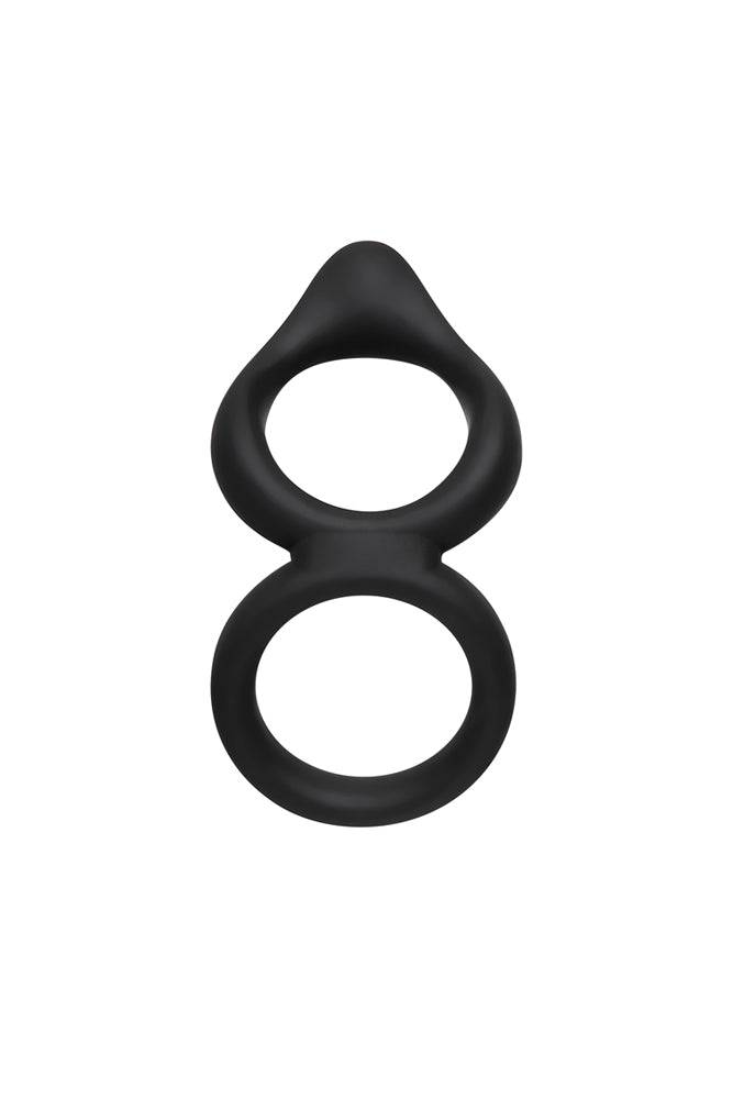 Adam & Eve - Silicone Dual Cock Ring & Clit Tickler - Black - Stag Shop