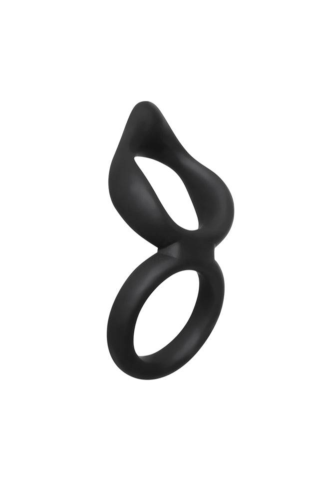 Adam & Eve - Silicone Dual Cock Ring & Clit Tickler - Black - Stag Shop
