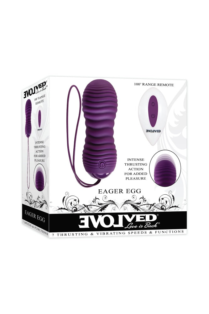 Evolved - Eager Egg Remote Control Thrusting Vibrator - Purple - Stag Shop