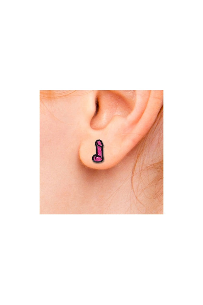 Wood Rocket - Glitter Dildo Earrings - Pink - Stag Shop