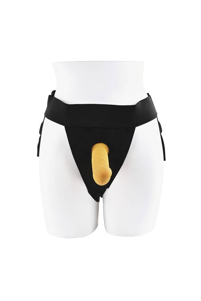 Evolved - Gender X - Sweet Embrace Strap-on Harness & Remote Control Dildo - Orange/Black - Stag Shop